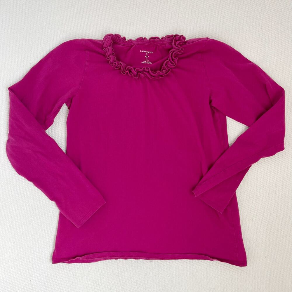 Lands End Ruffle Neck Long Sleeved Tee